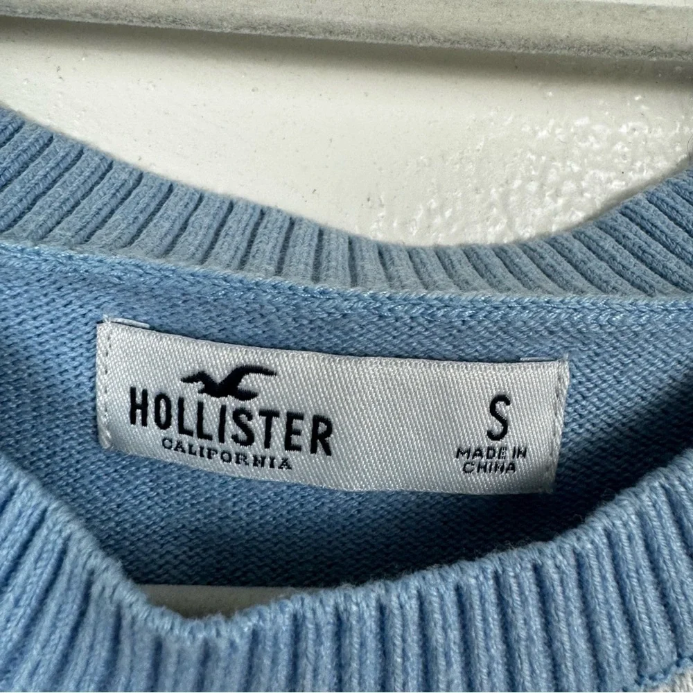 Hollister Flower Print Sweater Vest Tank Top in Blue Cotton Blend Size Small